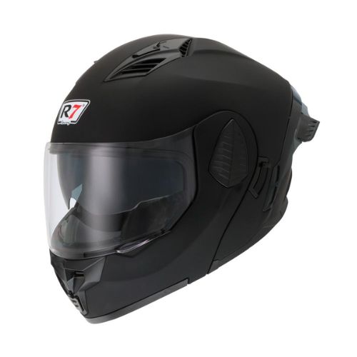 CASCO ABATIBLE R7 RACING SHELL DOBLE MICA DOT XL NEGRO MATE PROMOTO