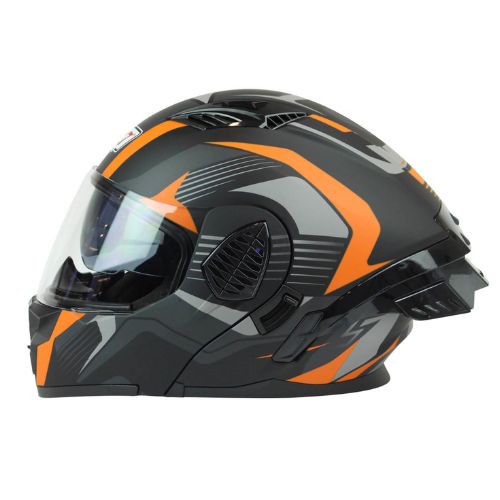 CASCO ABATIBLE R7 RACING SHELL DOBLE MICA DOT M GRIS/NAR PROMOTO